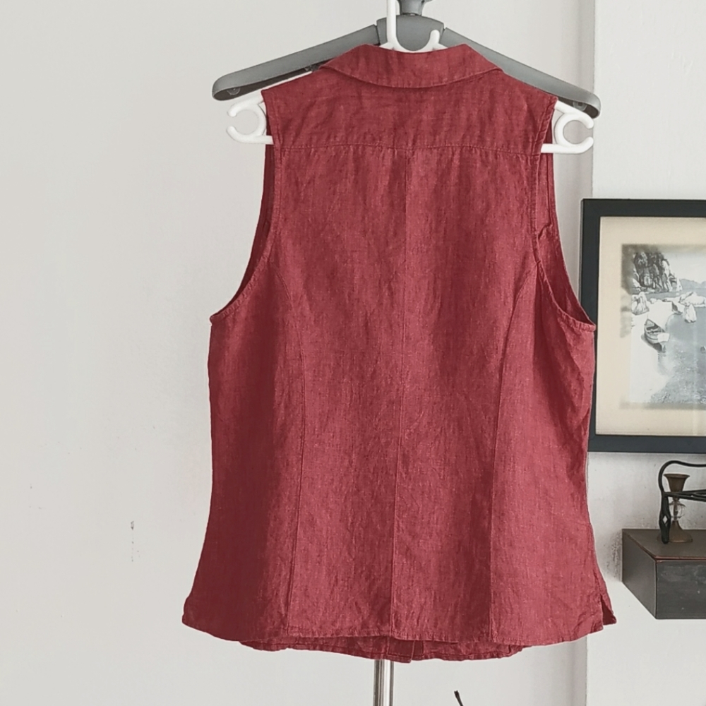 Mango linen sleeveless button front blouse - Picture 3 of 10